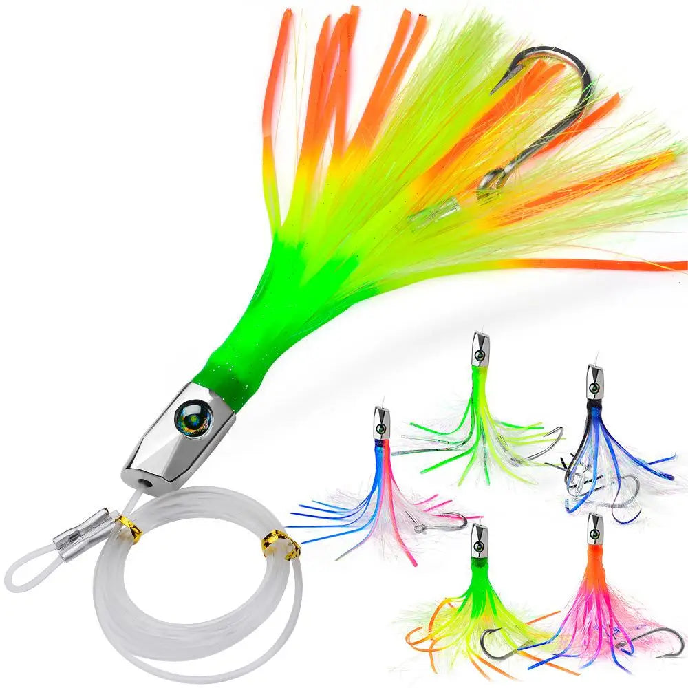 22CM/8.7inch 85g/3.0oz Rubber Squid Skirts Boat Fishing Ballyhoo Rig 9 Inch Saltwater Drag Soft Trolling Lure Fishing Lure Bait