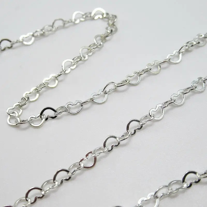 925 Sterling Silver Semi-Finished Heart Links Chain for DIY Jewelry Making a Beautiful Component for Creative Designs