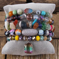 New Beautiful 5pc Women Jewelry  Natural Stone Crystal Glass Bracelet Drop Moon Druzy Xmas Stack Bracelets Set