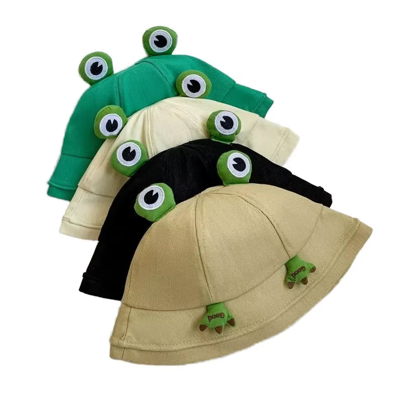 2025 New Wholesale Cute Frog Bucket Hat Adults Cotton Foldable Sun Hat Bows Casual Travel Unisex Party Fishing Spring Summer