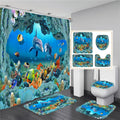 Ocean 3D Printing Waterproof Shower Curtain with Rug Toilet Cover Bath Mat Set Bathroom Decor