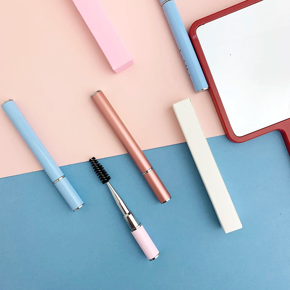 Hot Selling Custom Logo Mini Eye Lash Mascara Brushes Keychain Eyelash Spoolies Cleaning Brush Tube with Eyelash Brush