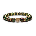 High Quality Natural Stone CZ Pave Heart Love Charm Beaded Elastic Custom Bracelet for Women