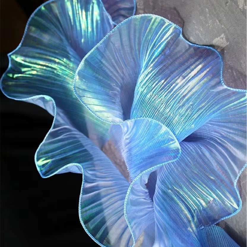 Organza Transparent Bright Wave Lace Three-dimensional Pleated Lotus Leaf Edge Wedding Dress Accessories Designer Fabric Organza