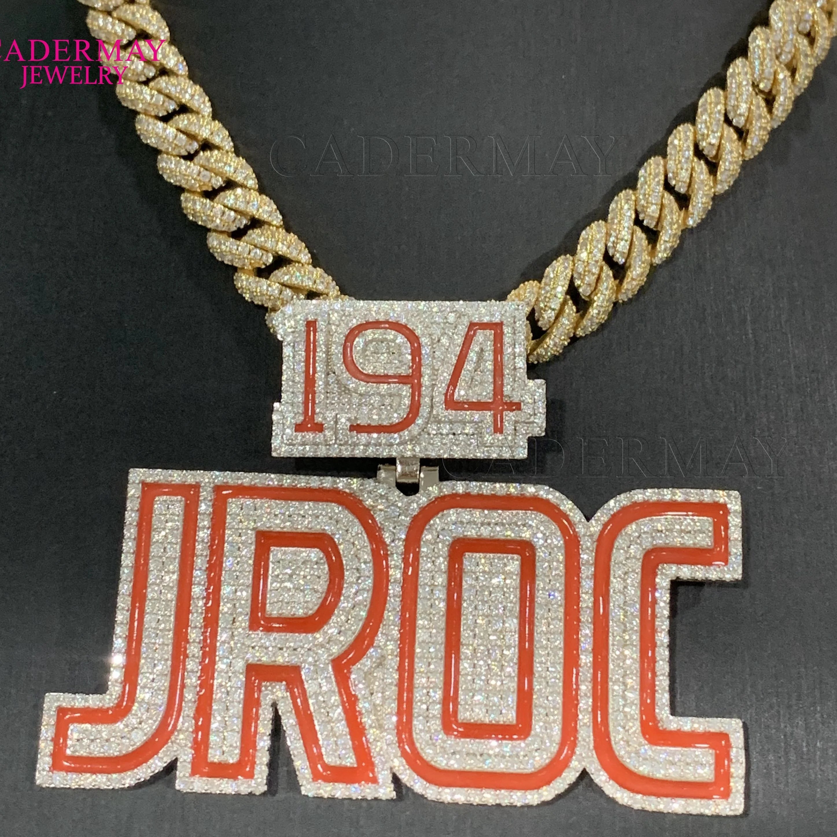 Glow in Dark Customized S925 Ice Out D VVS 3inches Letter Hiphop Moissanite Pass Diamond Tester Moissanite Pendant Necklace