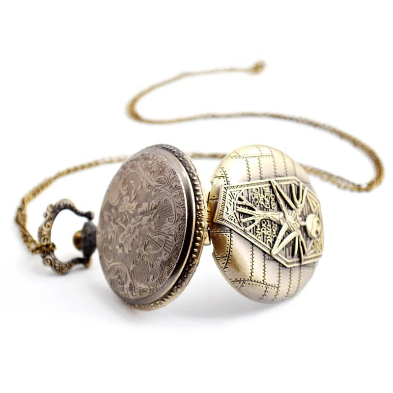 Skull Retro Classic Collection Gift Custom Pocket Watch Memorial Pocket Watch Nostalgic Flip Necklace Factory Wholesale