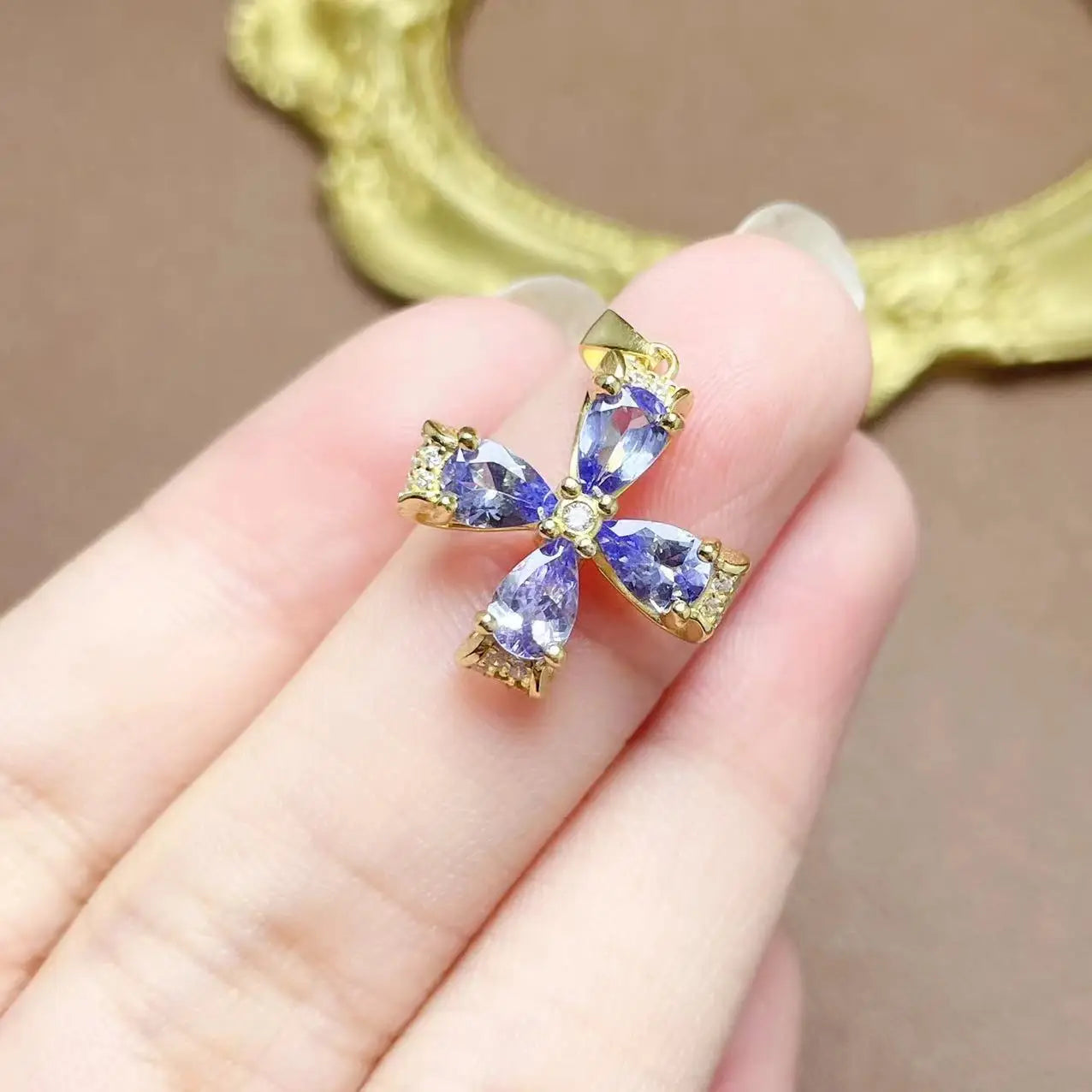 New Design Palestine Handmade 925 Sterling Silver Pear Cut Natural Tanzanite Gemstone Women Pendant Necklace