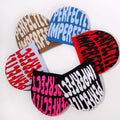 Custom All-Over Print Jacquard Letters Winter Beanie 3D Embroidery Big Logo Cuffless Design Unisex 100% Acrylic Adult Size
