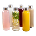 Stainless Steel Lid Glass Bottle 550ml High Borosilicate Glass Reusable Water Bottles Drinking Glass Tumbler