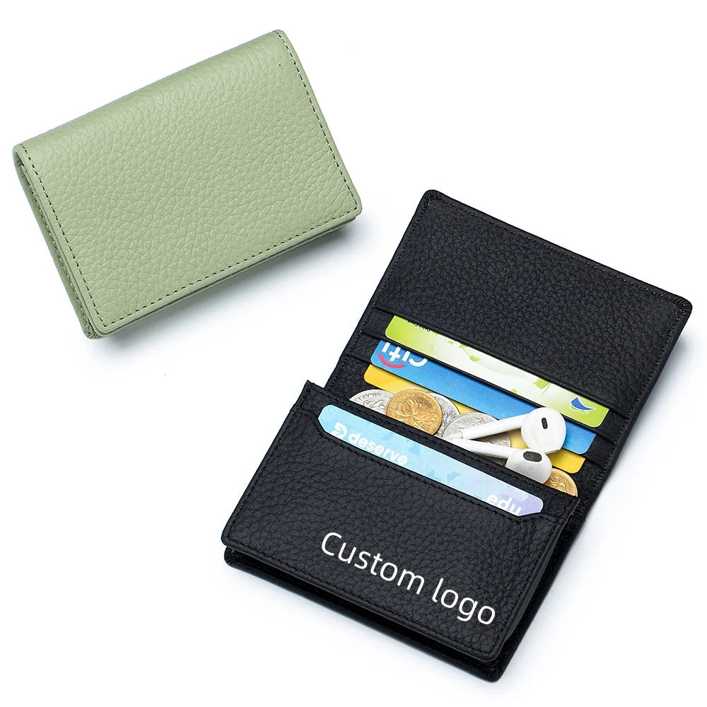Custom Luxury  Hot Sale Good Price Leather Card Holder case Folding Leather Playing Slim Card case