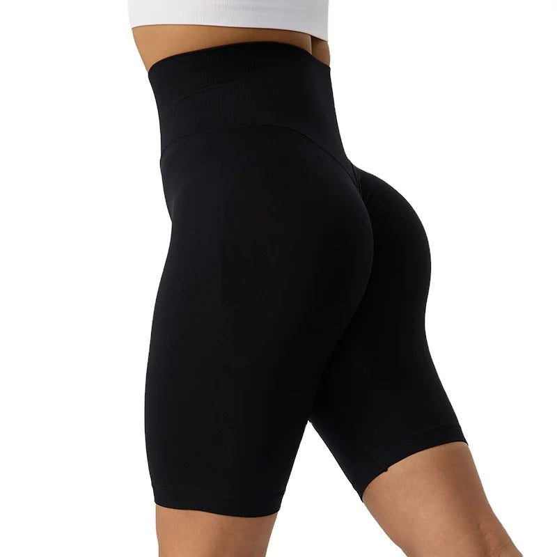 Summer Hip Belly Running Five Points Fitness Women High Waist Lift Hip Tight Sports Yoga Shorts
