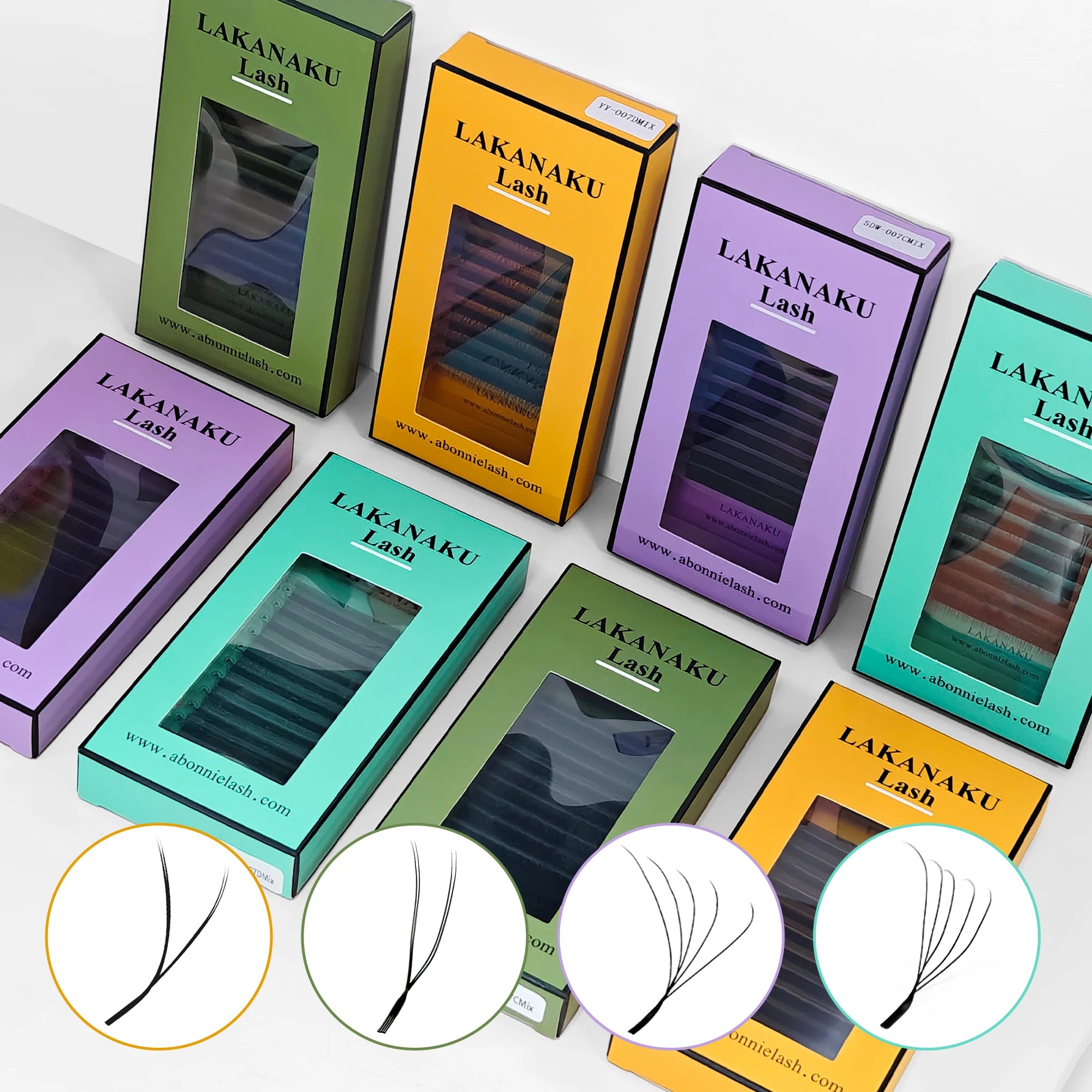 LAKANAKU W U Y Shape Fio Eyelash Extension Individual False Eyelashes W Weave Clover Lashes Private Label YY Shape Lashes