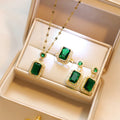 Green Necklace Earrings Sets Luxury 18k Gold Plated Jewelry Sets Fashion Women's Bridal Anniversary Gift Jewelry