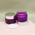 1.7 Ounce Frosted Purple Round Face Cream Container Jar with Lid