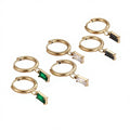 Fashion Minimalist 4*7mm Pendant Geometric Stainless Steel Hoop Earrings for Women Jewelry