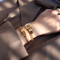316L Stainless Steel 18K Gold Plated Bracelet Ajustable Fashion Belt Buckle Three Layered Box Chain Exaggerated Bracelet