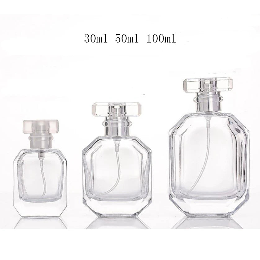 30ml 50ml 100ml Silk Printing logo Bayonet Neck Transparent Color Glass Body Spray Perfume Bottles