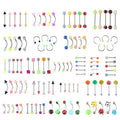 Hot Sale 110 PCS Body Jewelry Piercing Eyebrow Navel Belly Tongue Lip Bar Ring 24 Styles