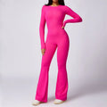 OEM Long Sleeved One-piece Flare Leggings Set Gym Jumpsuit Open Back Yoga Jumpsuit Women