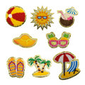 New  Iron on Brilliant  Gold Glitter Edge Beach Volleyball Slipper Sun Coconut Hat Chenille Patch for Clothing Bag