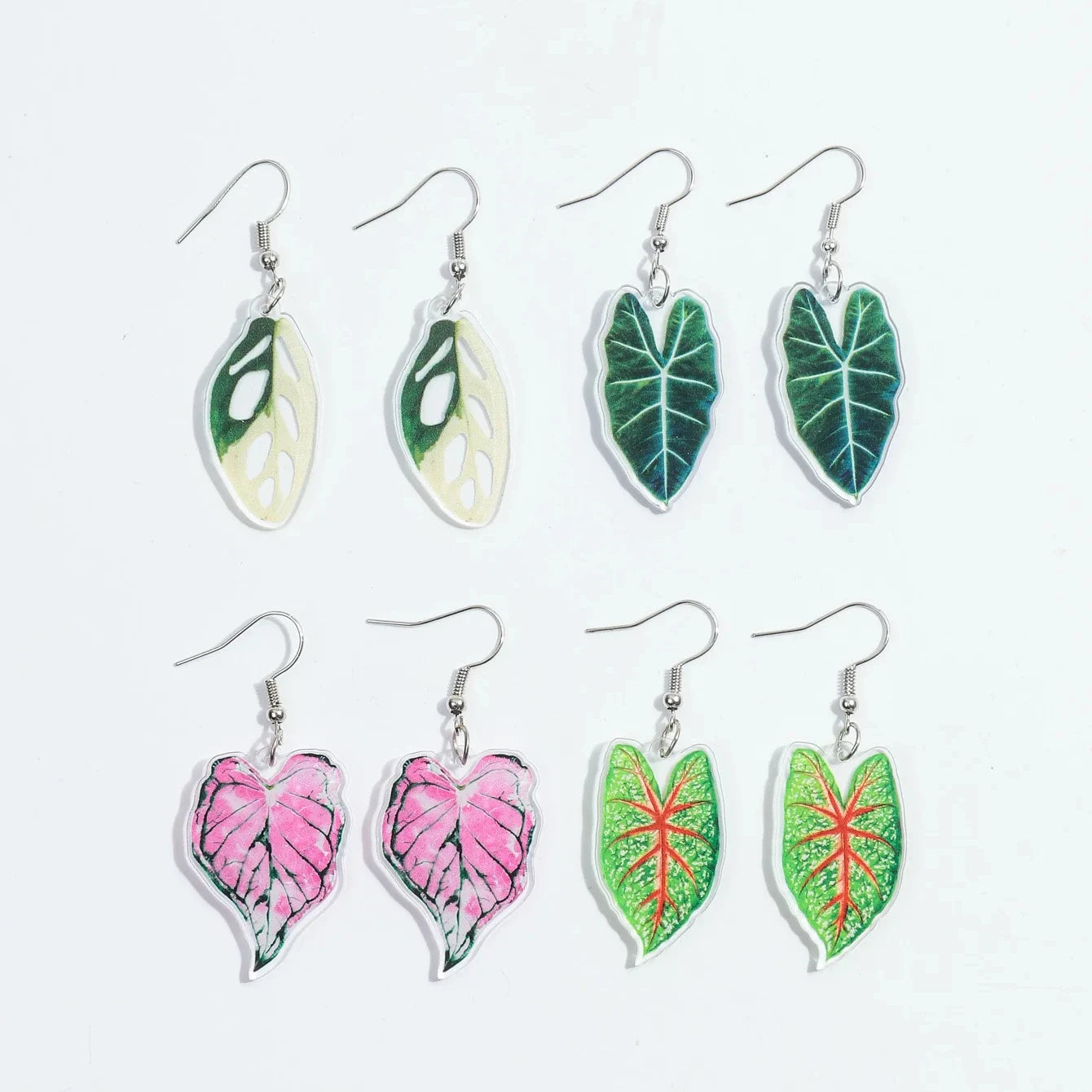Designer Boho Creative Colorful Banana Leaves Palm Leaf Tropical Plant Turtle Leaf Personality Cool Acrylic Drop Earrings Custom