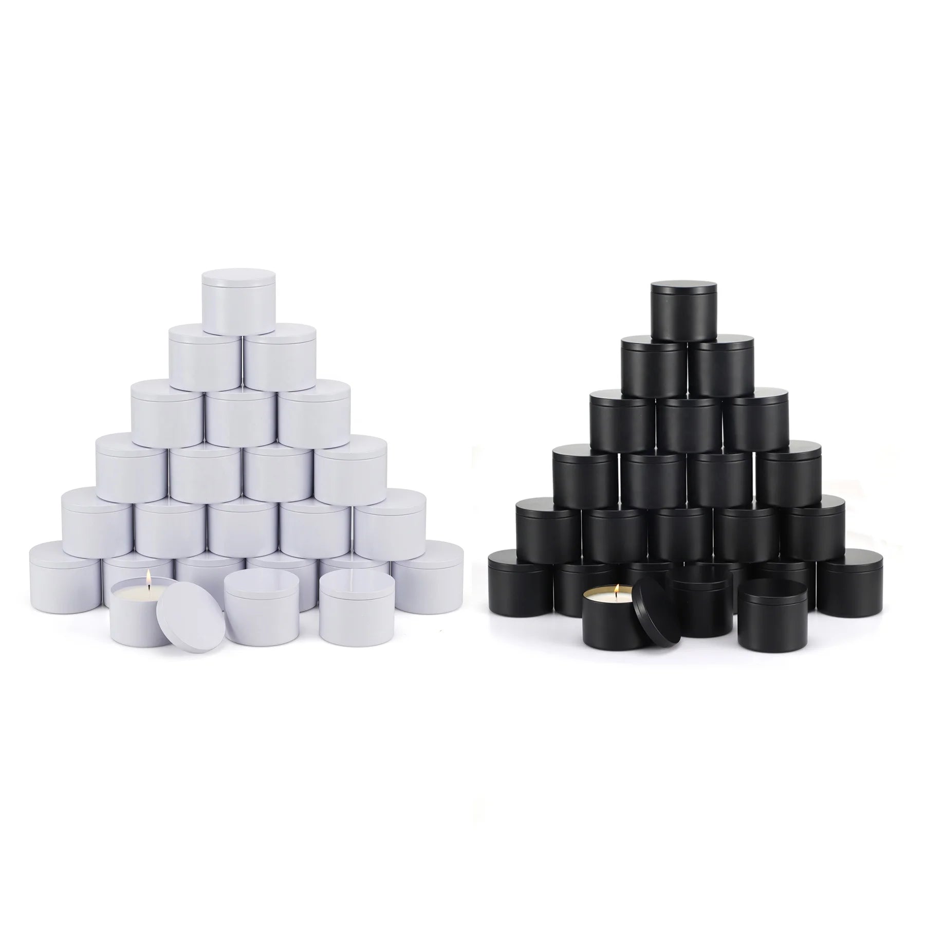 8OZ   White Matte Black Seamless Cylinder Design Candle Tins for DIY Gift Metal Scented  Making Candles Tin Can Jars