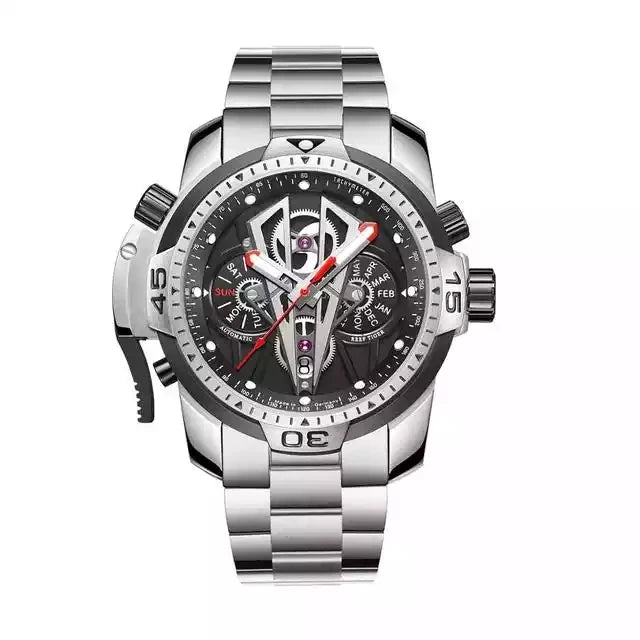 REEF TIGER RGA3591 Stainless Steel Strap 2023 Automatic Watches Skeleton Steel Automatic Mechanical Watches Reef tiger Watch