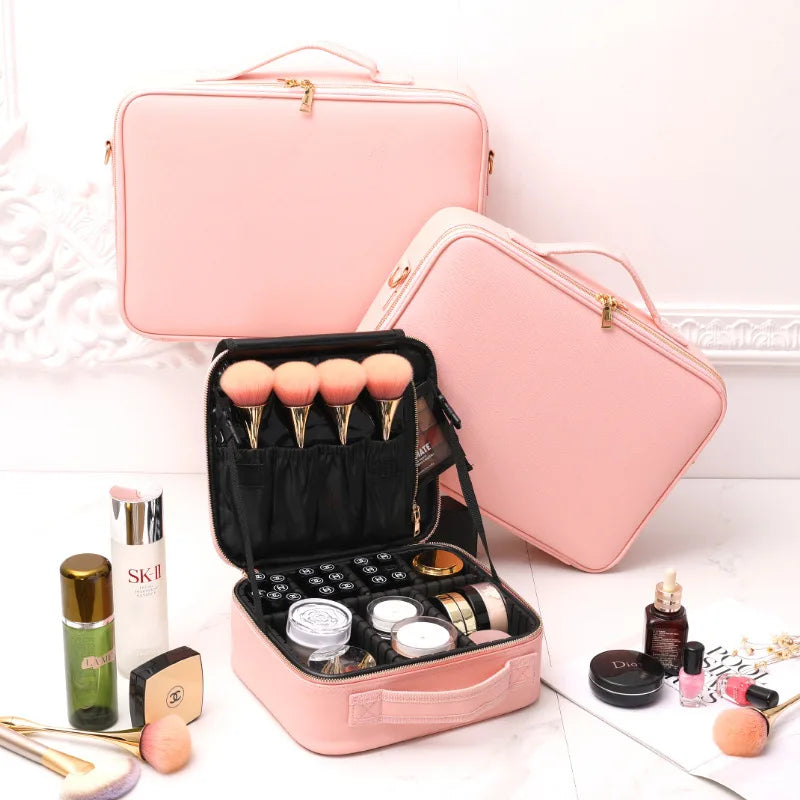 Wholesale Women Travel Storage Professional Fashionable Make up Cosmetic Bags Cases With Gold Zipper