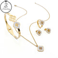 Wholesale Stainless Steel Fashion Jewelry Set Four Leaf Clover Necklace Ring Bracelet and Earring