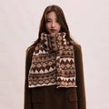 Vintage Jacquard Knitted Design Long Winter All-Match Warm Polyester Scarf for Adults Traditional Scarves & Shawls