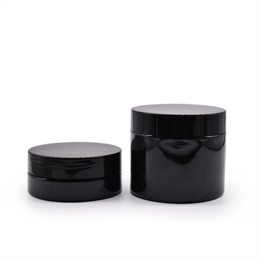 PET Black Plastic Cosmetic Container with Screw Cap for Body Scrub Face Cream Printed Logo 100ml
