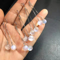 Healing Gemstone Stone Fine Jewelry Natural Raw Crystal Blue Moonstone 925 Sterling Silver Earrings Hook
