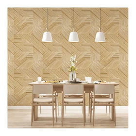 2023 Latest Parquet Geometric Washable Pvc Wallpaper Interior 3D Wood Living Room Decorative Commercial Vinyl 3D Wallpaper
