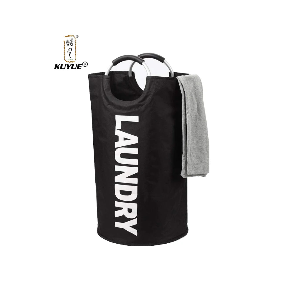 KUYUE Collapsible Laundry Hamper With Easy-Carry Aluminum Tube Handles Practical Bag Organizer for Clothes
