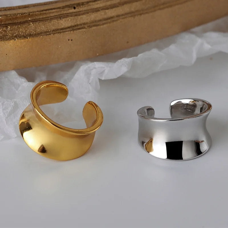 ICEBELA Fashion Jewelry 925 Sterling Silver Gold Smooth Ear Clip Female Ins Cold Style Without Piercing Concave Ear Clip