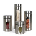 Stainless Steel Glass Jars with Airtight Lids - Glass Kitchen Canisters Glass Containers for Food Storage with Lids Airtight F