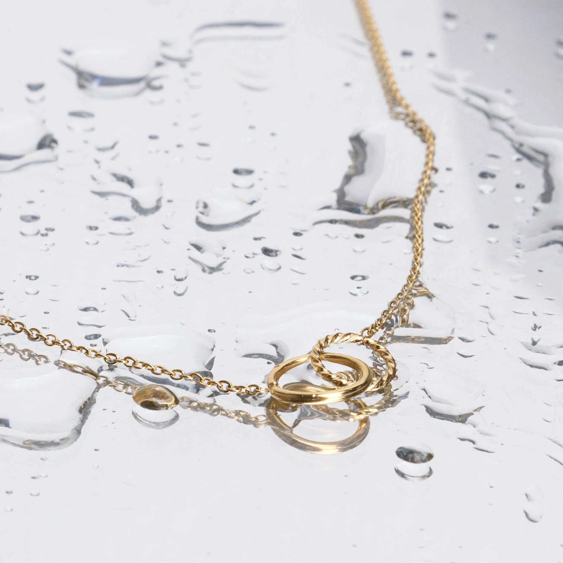 Chris April Anti-tarnish 316L Stainless Steel 18k PVD Gold Plated Minimalist Double Twist Loops Links Chain Necklace