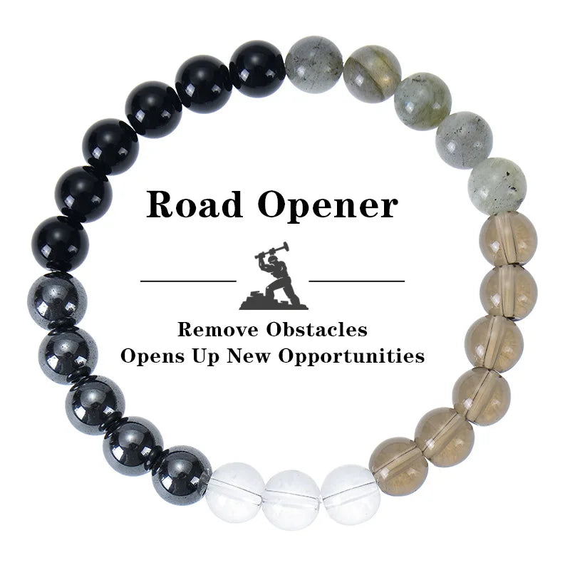 Hot Selling 8mm Tiger Eye Hematite Obsidian Bracelet Road Opener Beaded Bracelet for Men and Women
