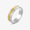 Duyizhao Intergold Two Tone Women's Stainless Steel Ring 6MM Hobnail Batch Beveled Knife Men's Titanium  Fashion Jewelry Ring