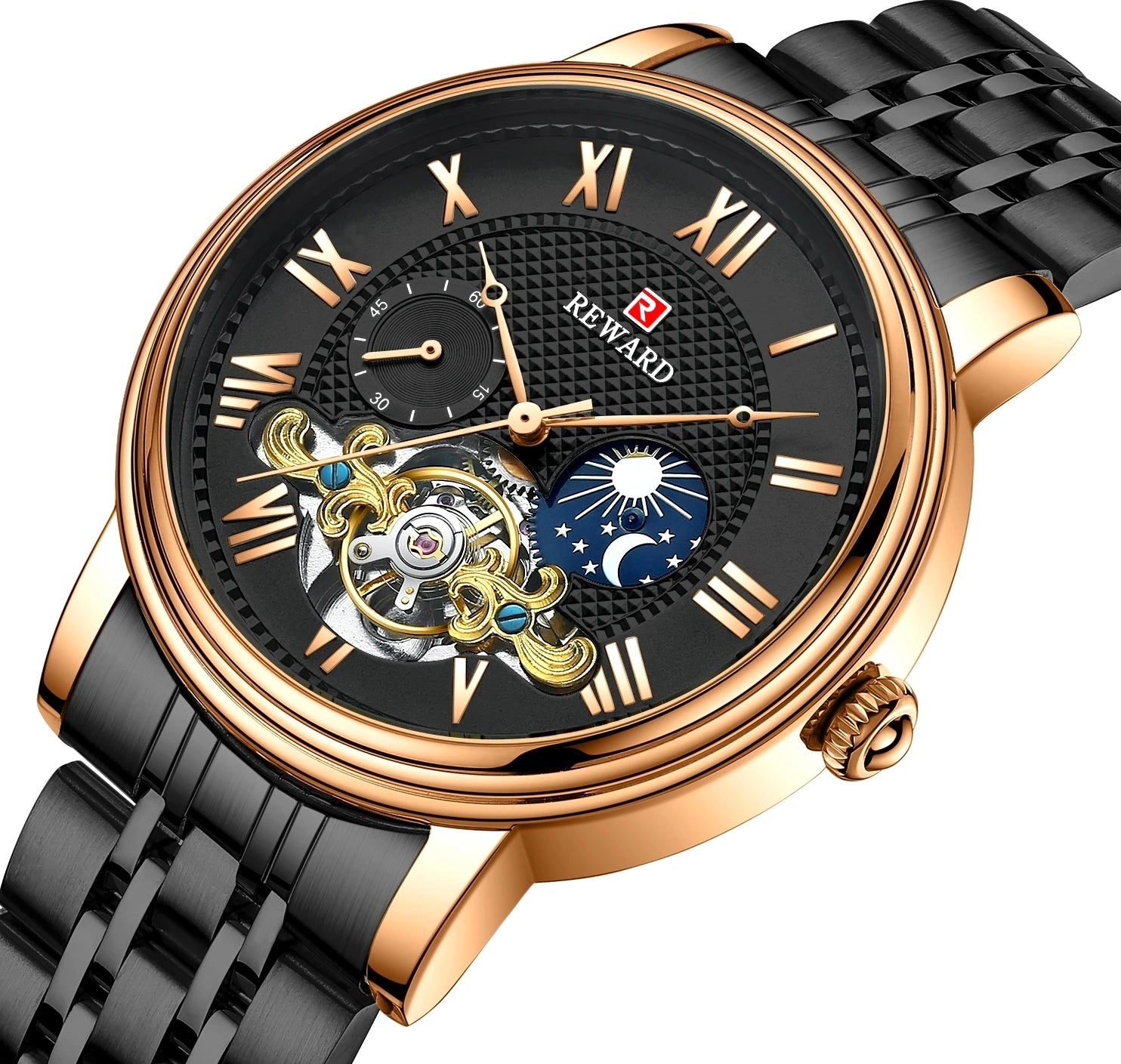 Reward Tourbillion Automatic Mechanical Watch Men Customized Luxury Auto Date Wrist Watch for Man Orologi Uomo