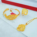 Dubai Gold  Matte Peacock Pendant Braceletring Brass Gold Plated Gold Ladies Jewelry Set for Women