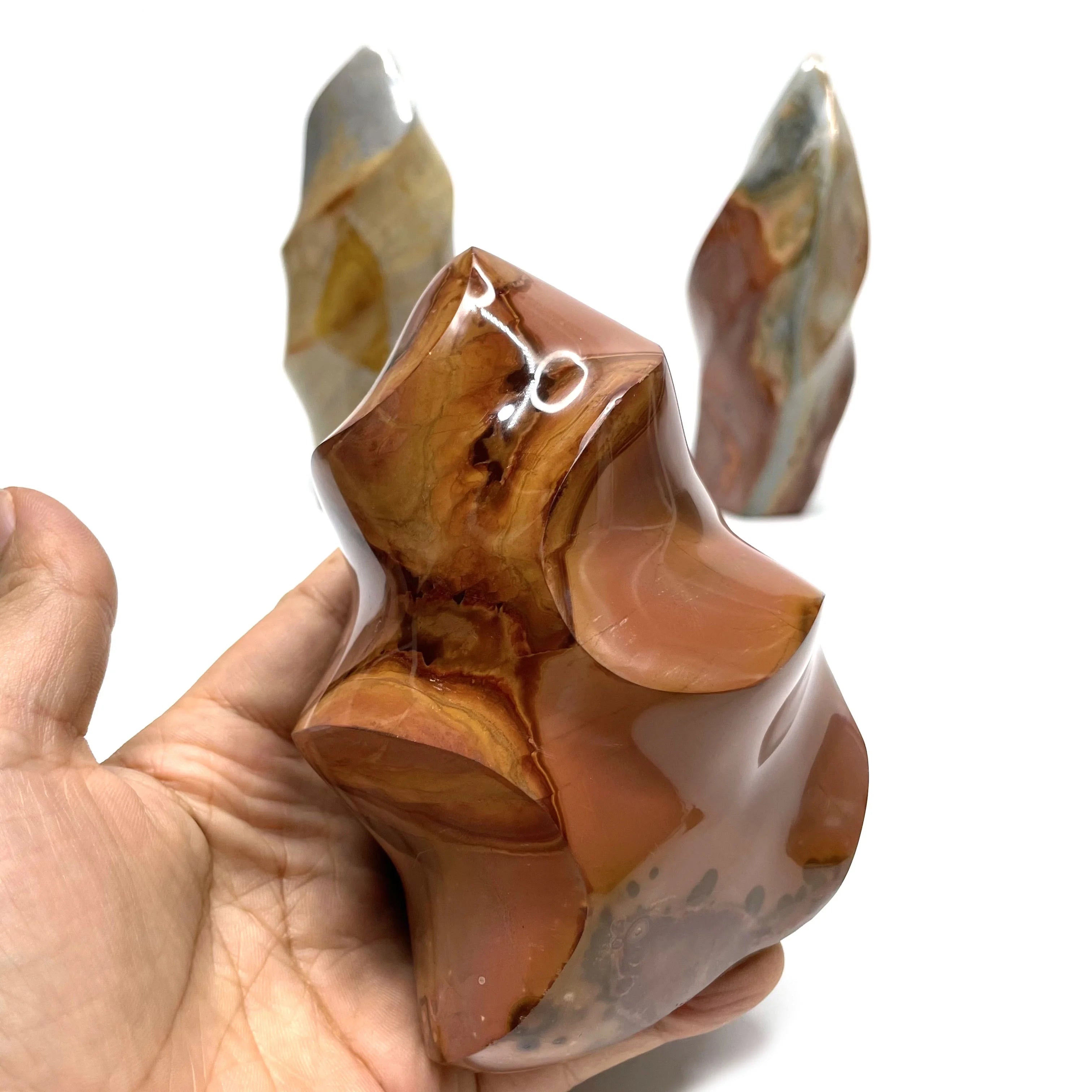 Wholesale Natural Quartz Crystal Cheap Price Polished Ocean Jasper Polychrome Stone Flame for Healing Stones