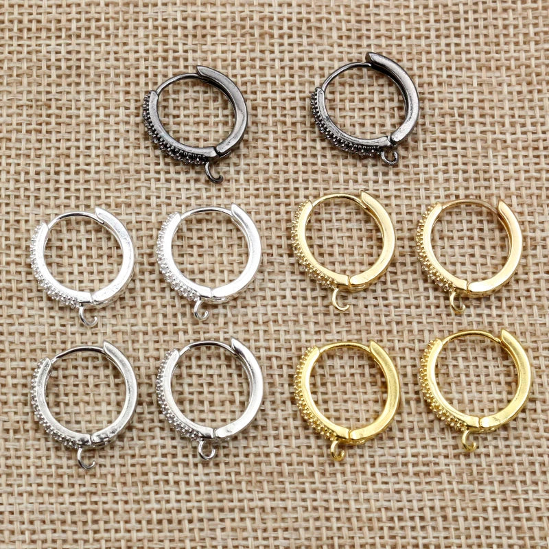 10pcs 15mm with Zircon Gold Silver Color Earring Hooks Leverback Open Loop DIY Earring Clips Clasp Jewelry Making Accessories
