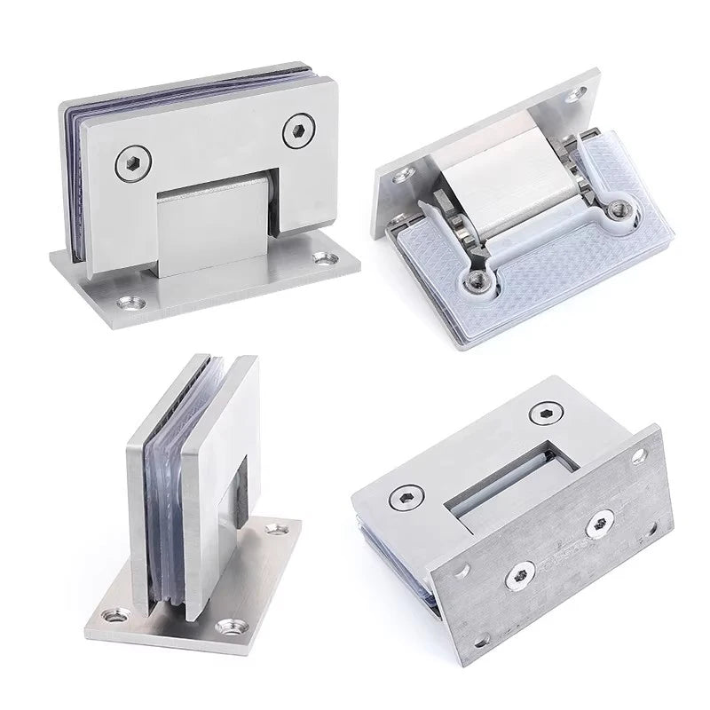 Thickened 304 Stainless Steel Glass Door Hinges Bathroom Clamps Frameless Glass Door Folding Hinges Shower Room Hinges