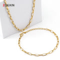 Factory Direct 18K Stainless Steel PVD Gold Plating Geometric DIY Jewelry Paper Link Chain Joker Titanium Steel Clip-On Trendy