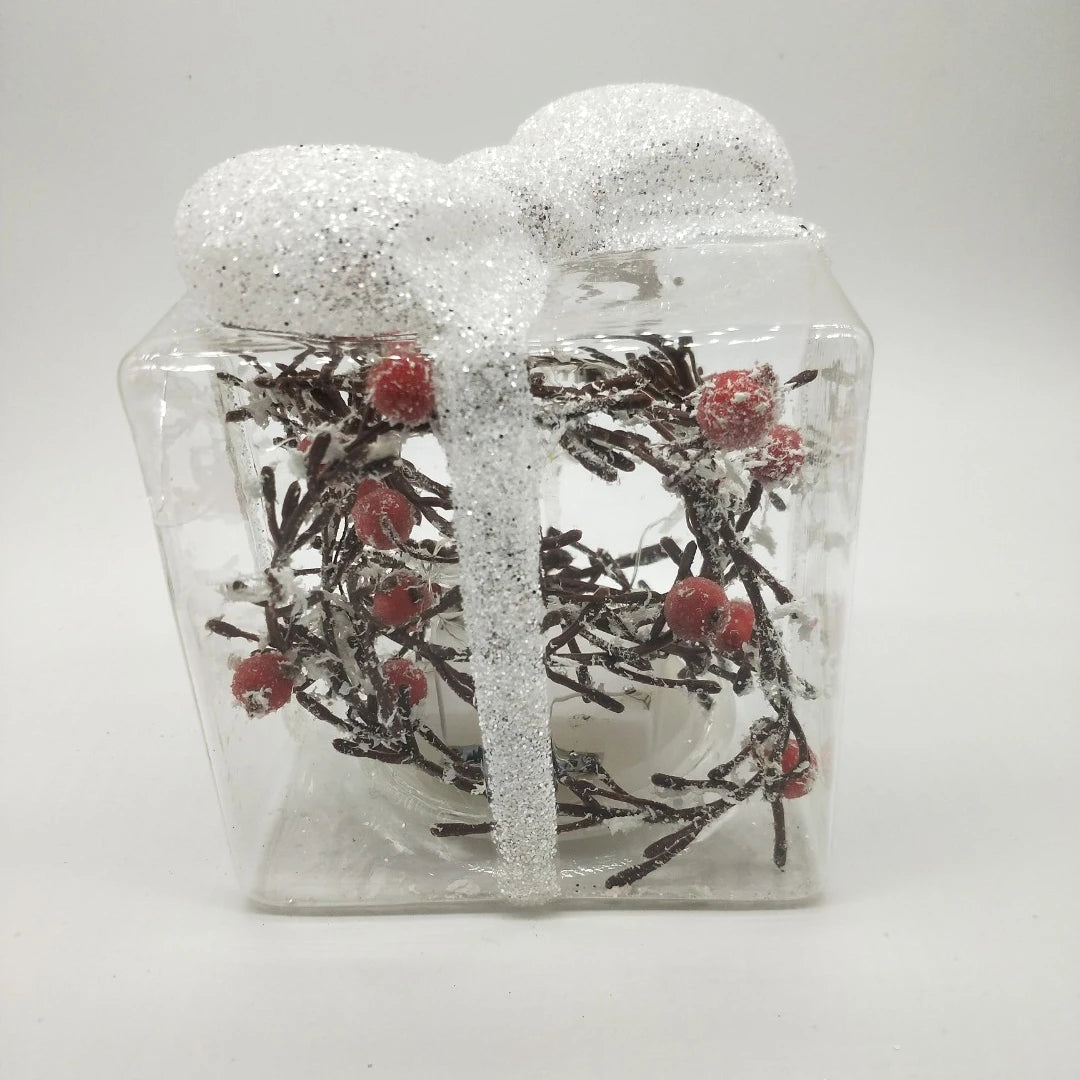 Glass Blown Led Lighted High Quality Festival Gift Box Christmas Ornaments Square Shaped Bauble New Year Decorations