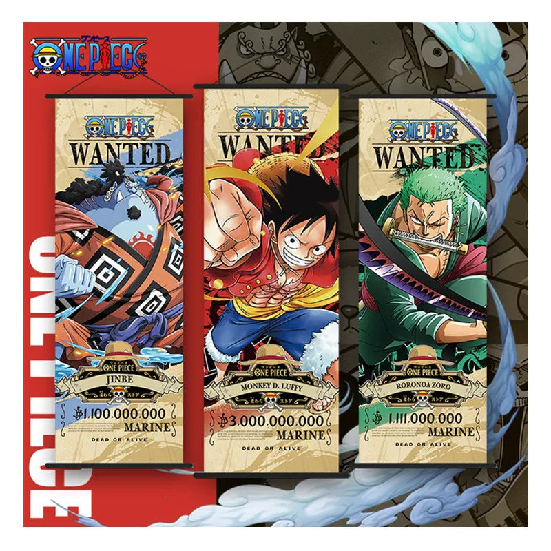 Newly 25*70CM HD Printing Anime Gear 5 Luffy Canvas One Pieces Wanted Poster
