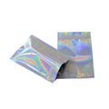 Stock pink Holographic Plastic Small Resealable Makeup Pouch Plastic Zipper Bag for Cosmetic/eyelashes/ Lip Gloss/sponge