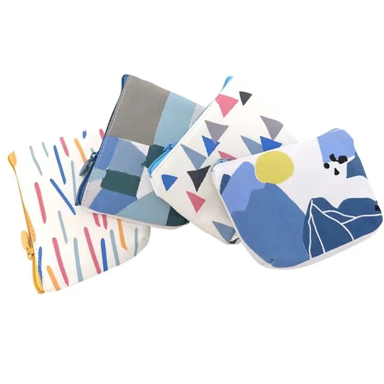 Promotional School Students Fancy Printed Eco-friendly Folding Canvas Bag with Zipper Pencil Pouch