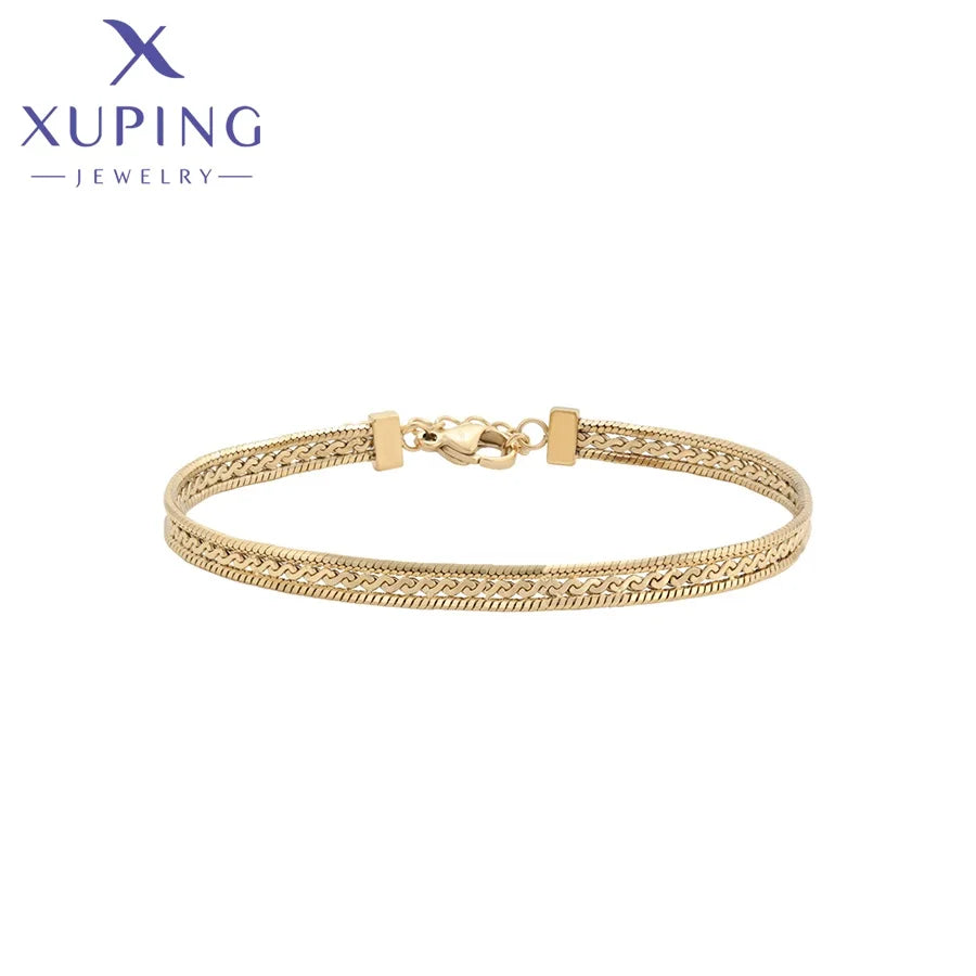 T000959272 Xuping Jewelry Simple 14K Gold Plated Fashion Stainless Steel Snake Chain Men Bracelets